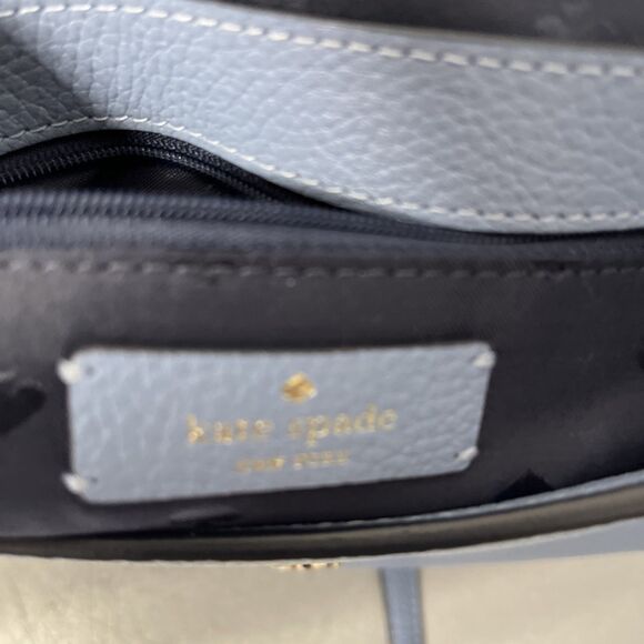 Kate Spade Leila Medium Zip Crossbody Pebble Leather Muted Blue - Picture 13 of 14